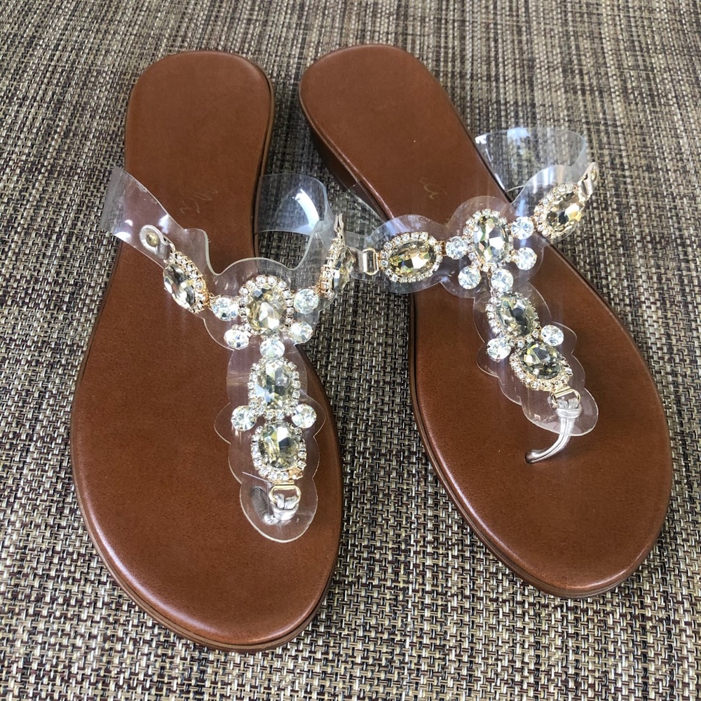 Gold rhinestone sandals